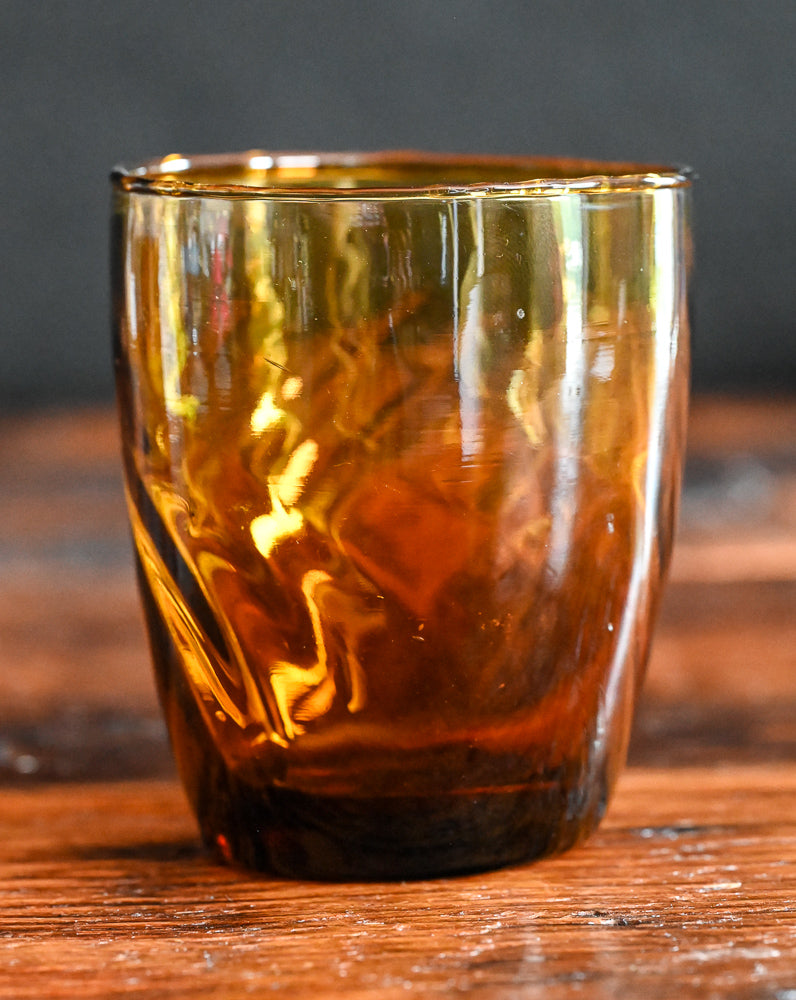 amber swirl lowball glasses