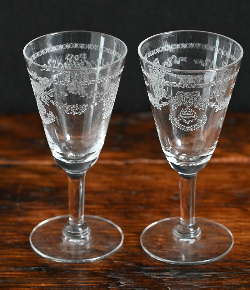 Blackstone hotel etched cordial glasses