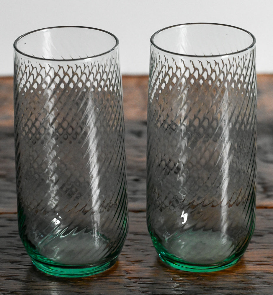 Libbey aqua blue optic swirl tall tumblers
