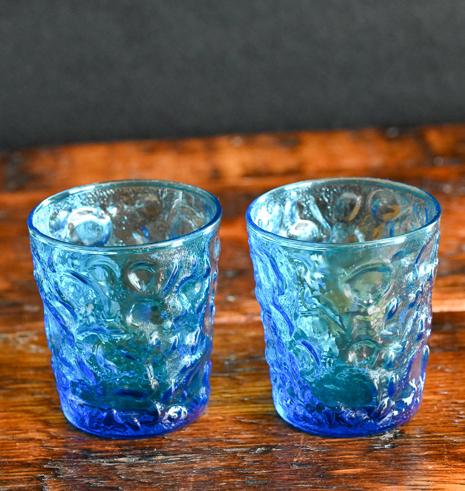 Anchor Hocking blue Lido Milano lowball glasses
