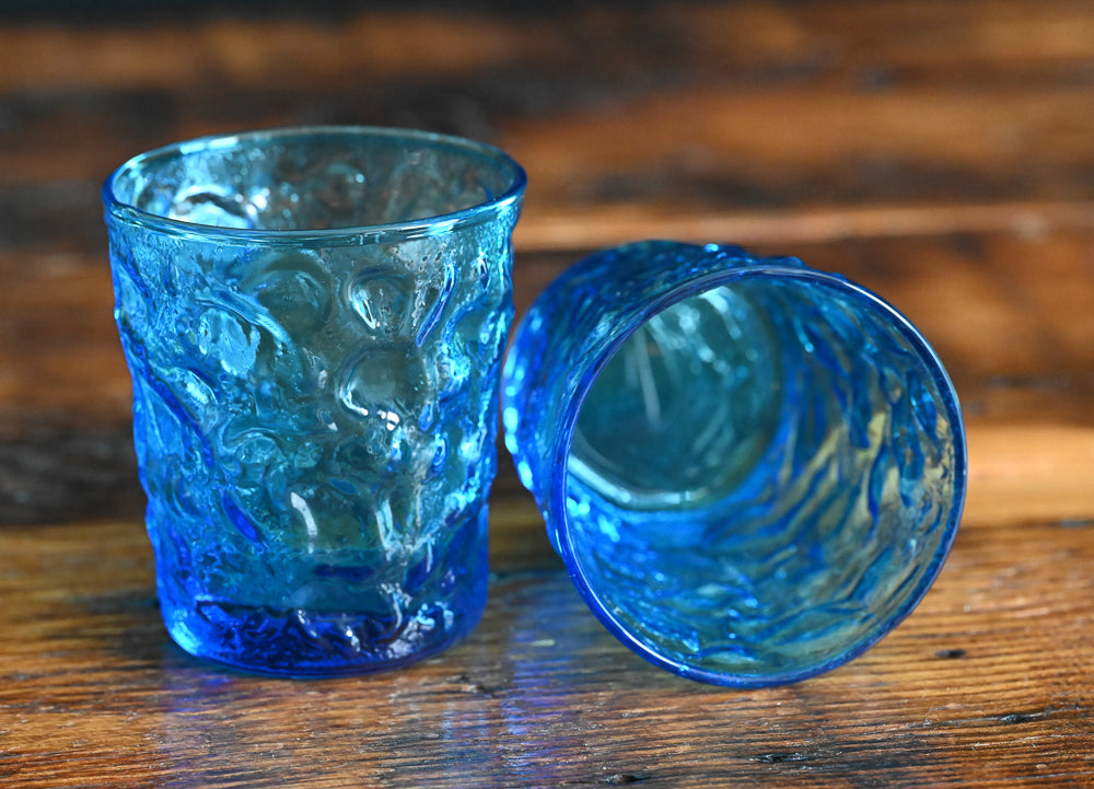 Anchor Hocking blue Lido Milano lowball glasses