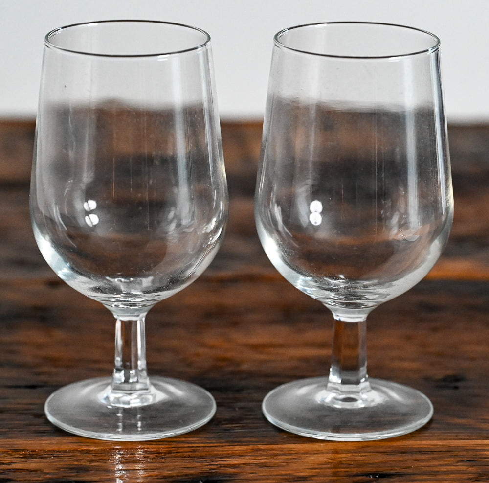 clear glass goblets