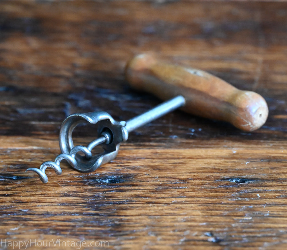 wooden handle corkscrew opener