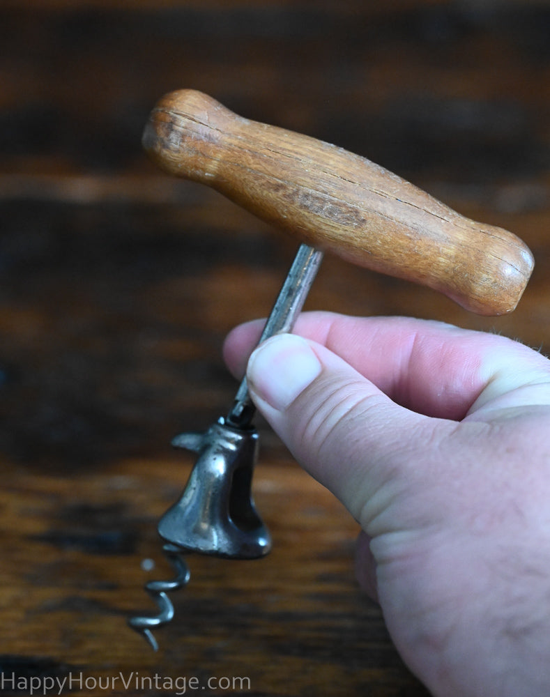 wooden handle corkscrew opener