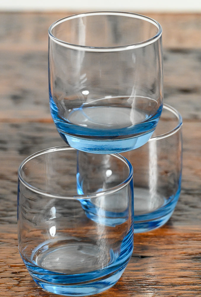 Libbey blue glass lowballs