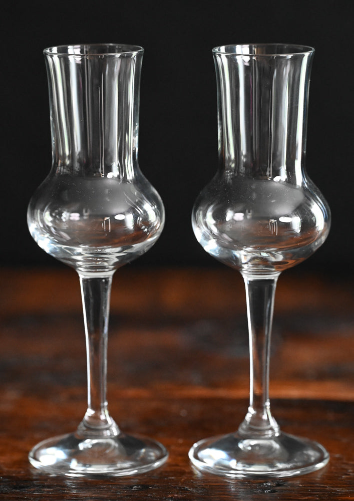 clear tall stemmed grappa glasses