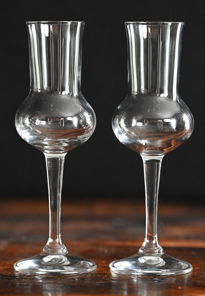 clear tall stemmed grappa glasses