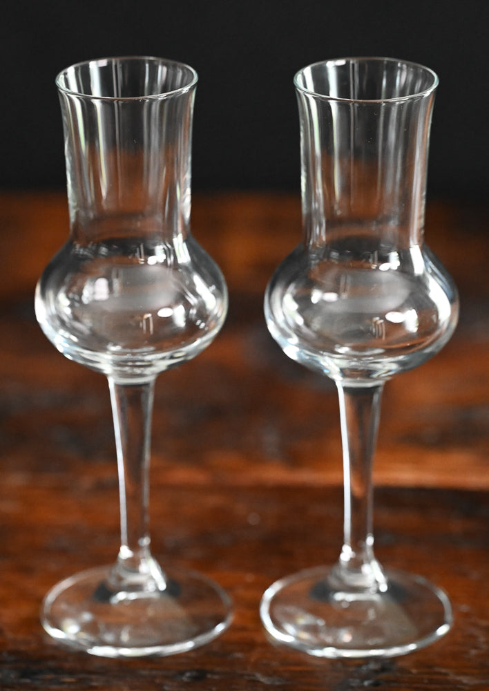 clear tall stemmed grappa glasses