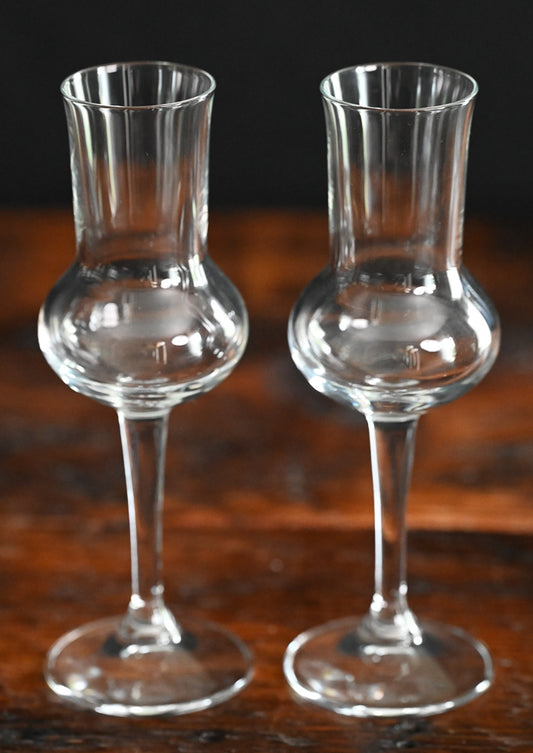clear tall stemmed grappa glasses