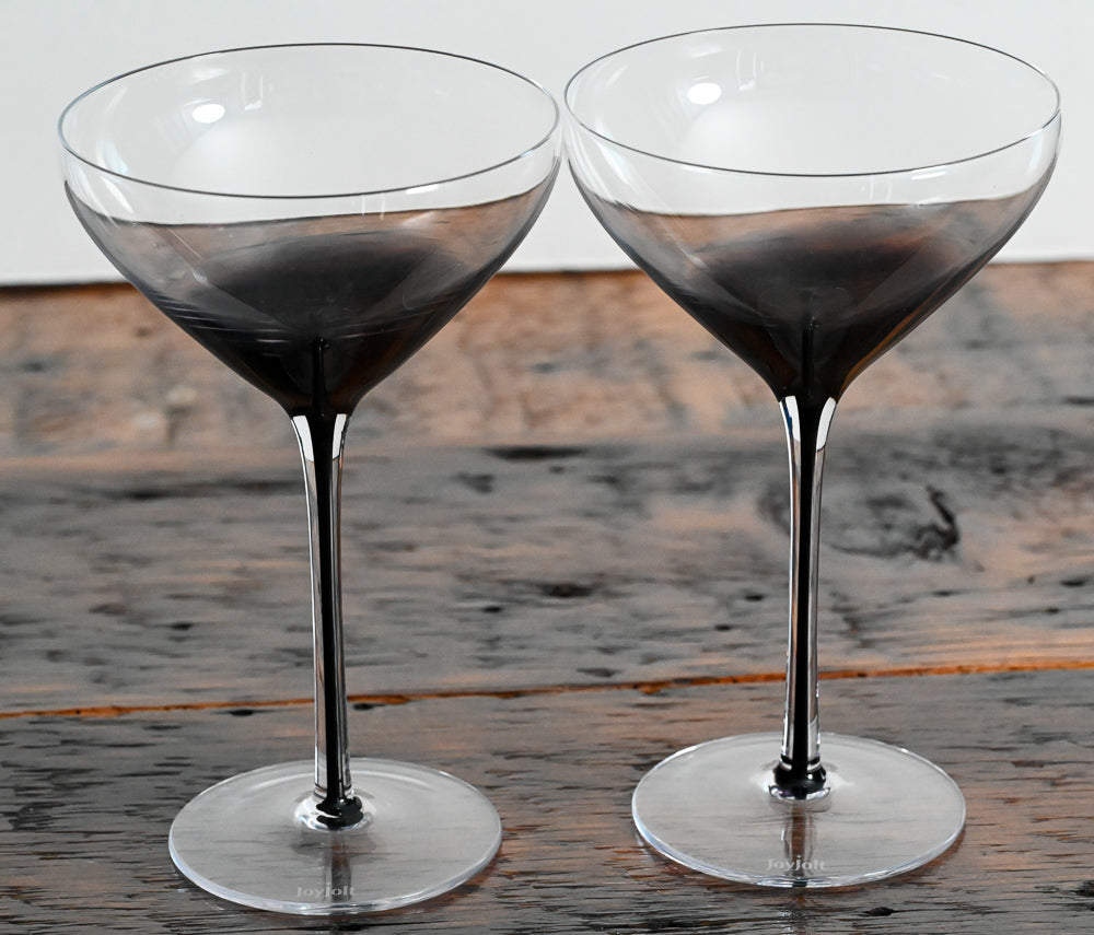 Joy Jolt Black Swan purple stem cocktail coupes