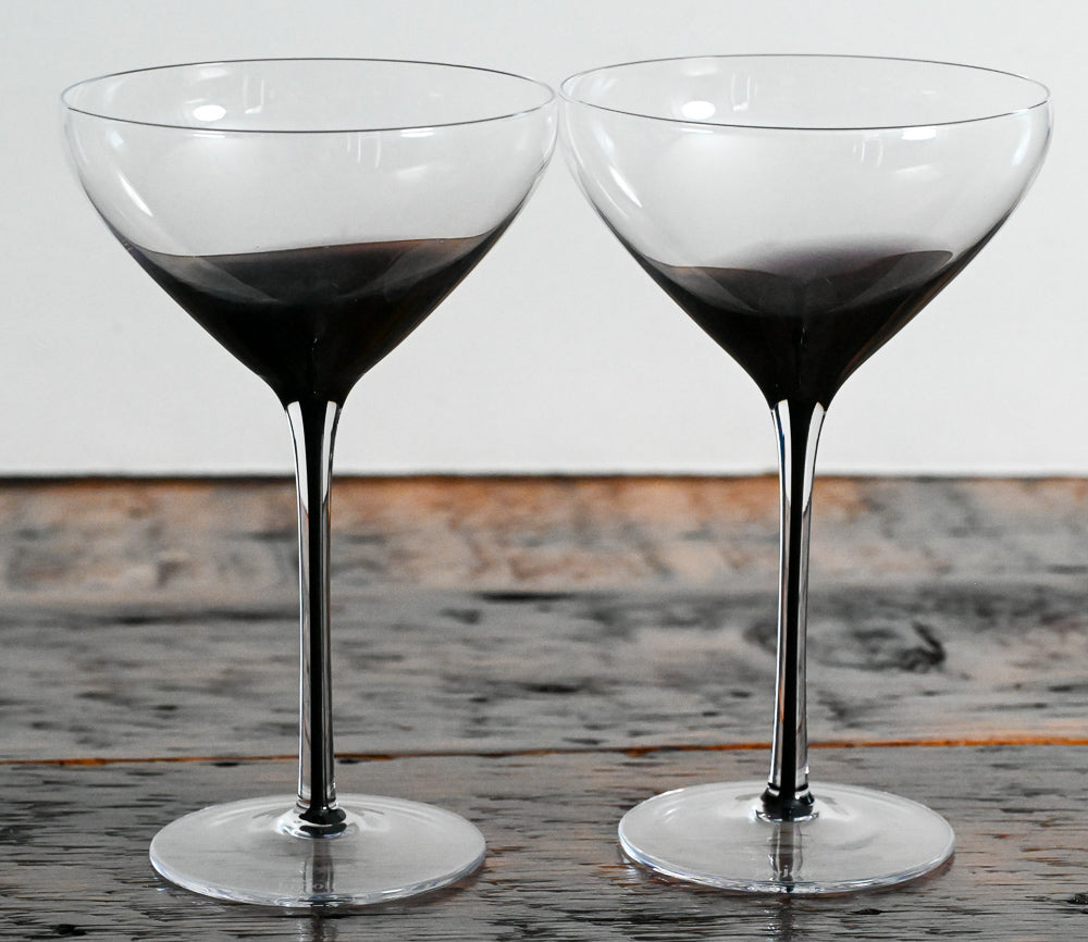 Joy Jolt Black Swan purple stem cocktail coupes