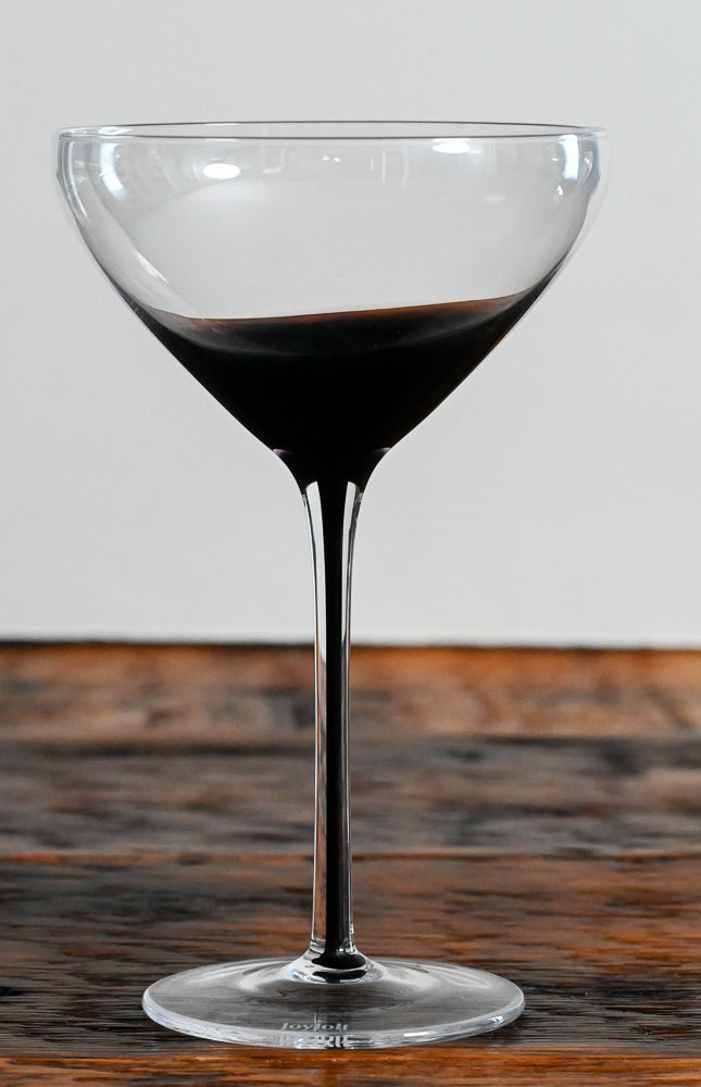 Joy Jolt Black Swan purple stem cocktail coupes