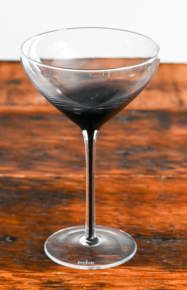 Joy Jolt Black Swan purple stem cocktail coupes