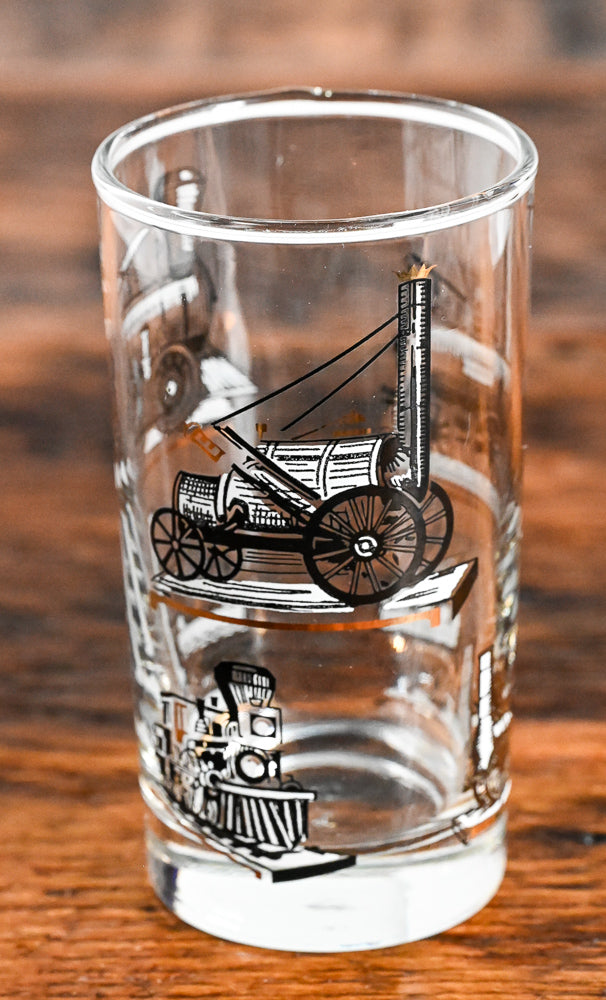 Black and White Libbey Transportation tumbler glasses