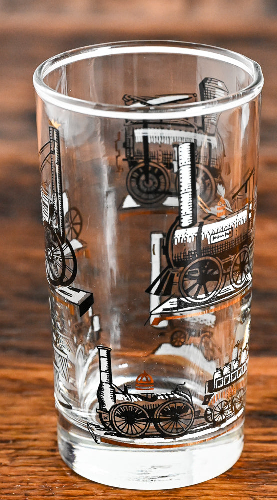 Black and White Libbey Transportation tumbler glasses