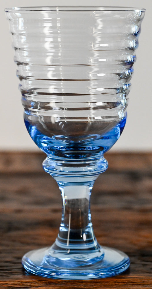 Libbey light blue ribbed glass goblets