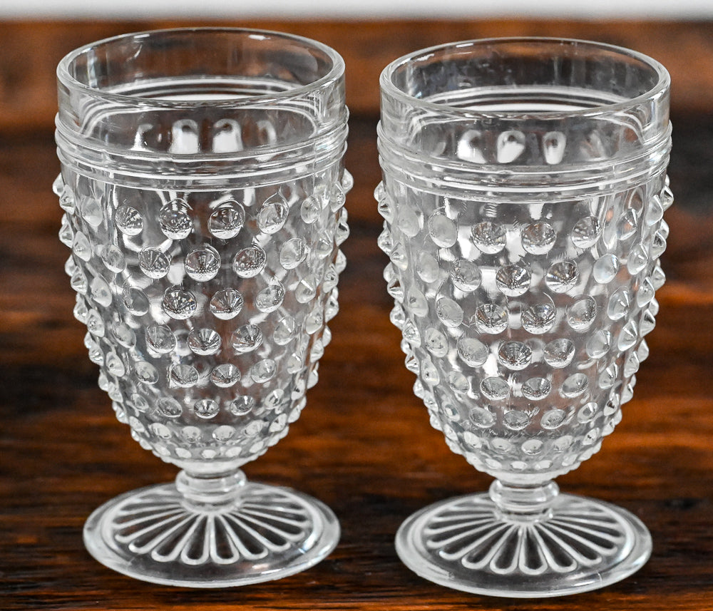 clear hobnail footed goblet