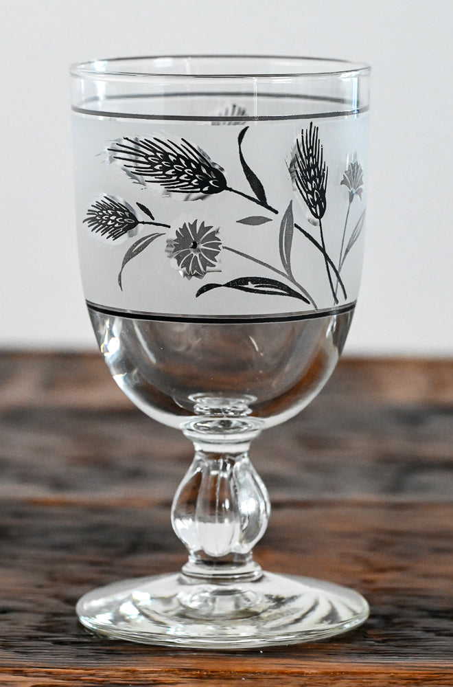silver wheat frosted Libbey Goblets