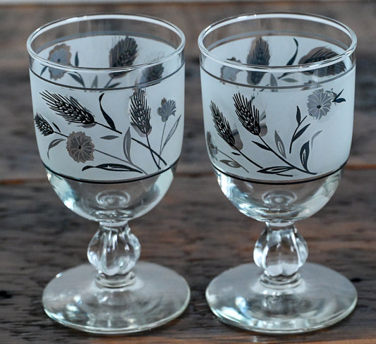 silver wheat frosted Libbey Goblets