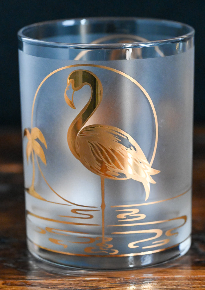22K gold flamingo frosted Culver Rocks Glass