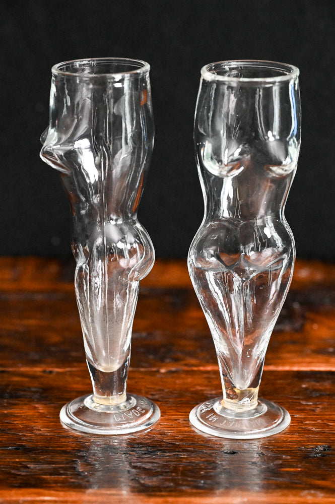 clear glass Naked Lady beer mug