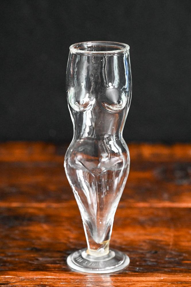 clear glass Naked Lady beer mug