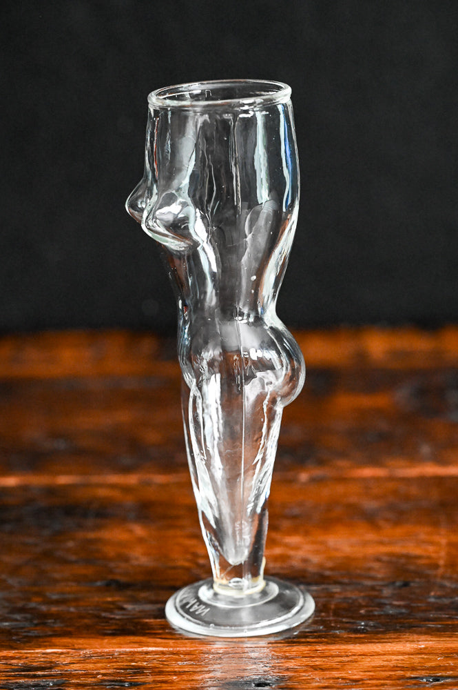 clear glass Naked Lady beer mug