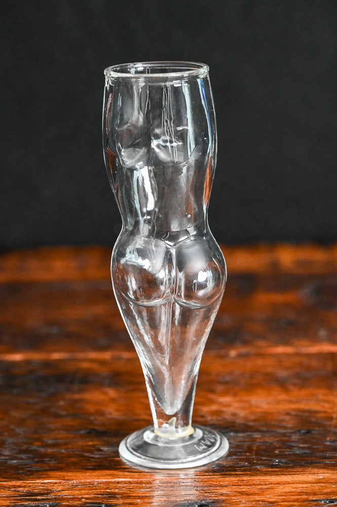 clear glass Naked Lady beer mug
