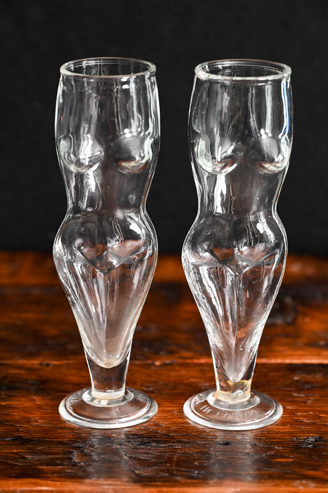 clear glass Naked Lady beer mug