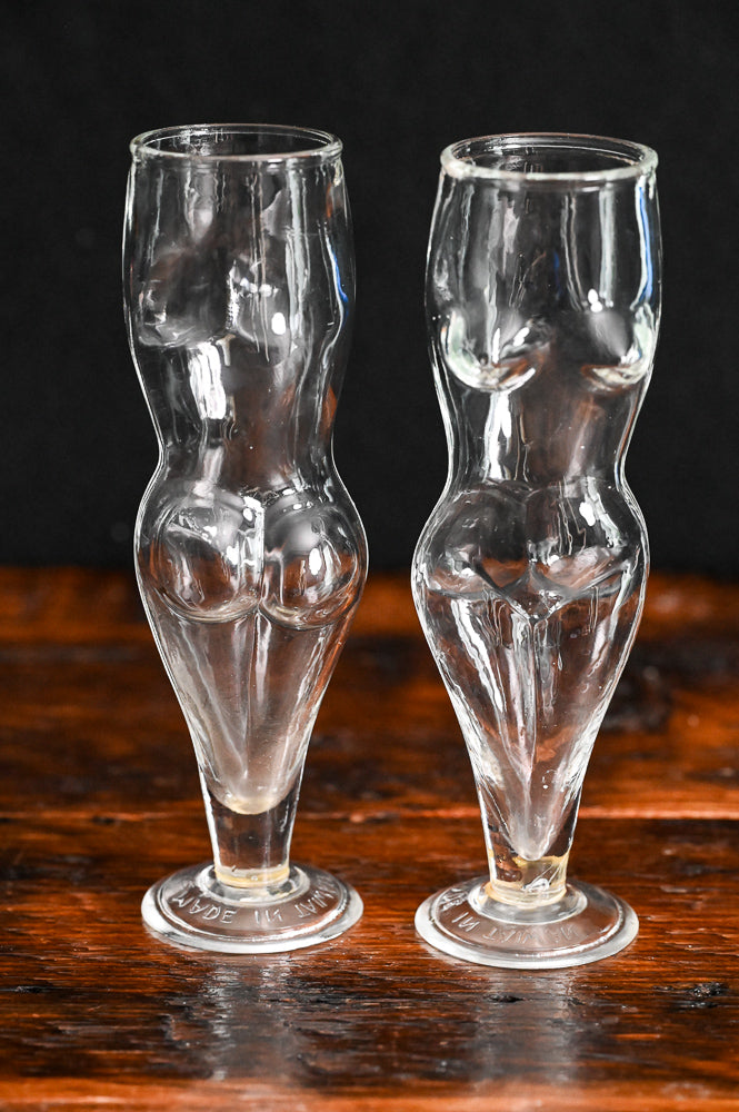 clear glass Naked Lady beer mug