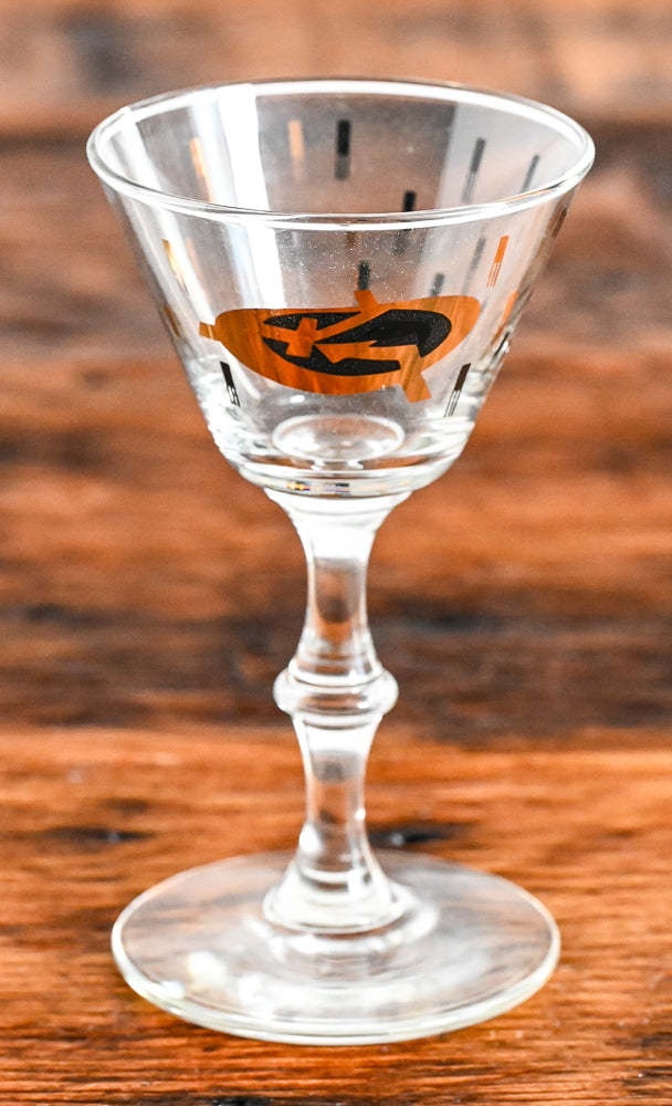 black and gold logo cordial glasses
