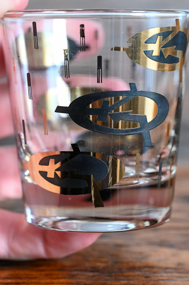 black and gold logo MCM lowballs