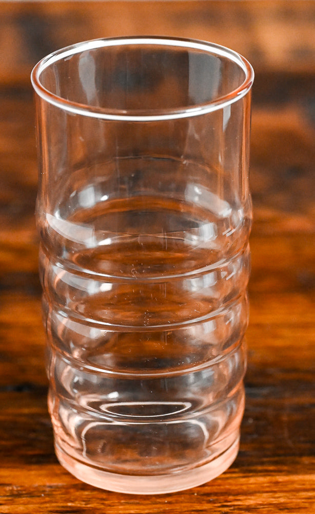 pink rippled highball glass
