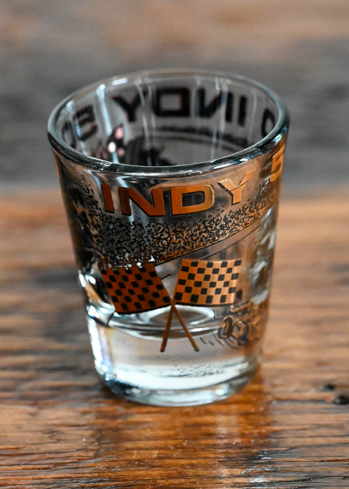 Gold and Black Indy 500 shot glass