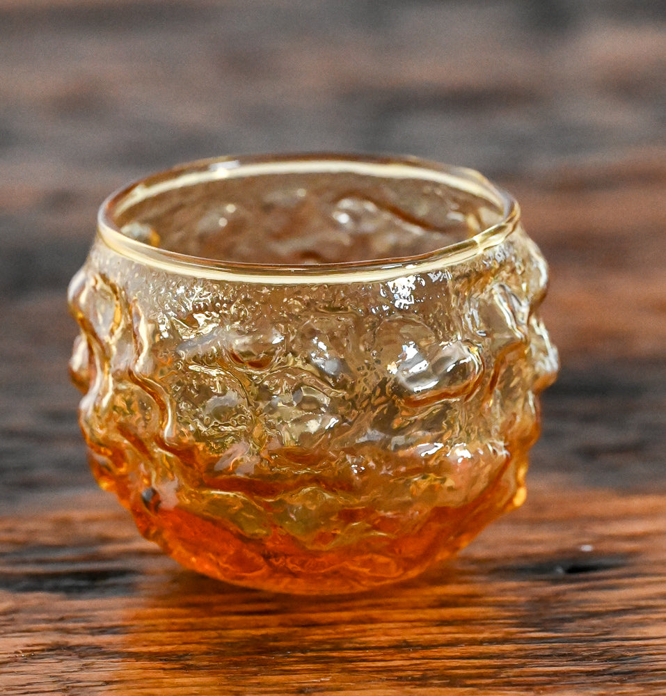 Anchor Hocking amber crinkle glass roly poly glass