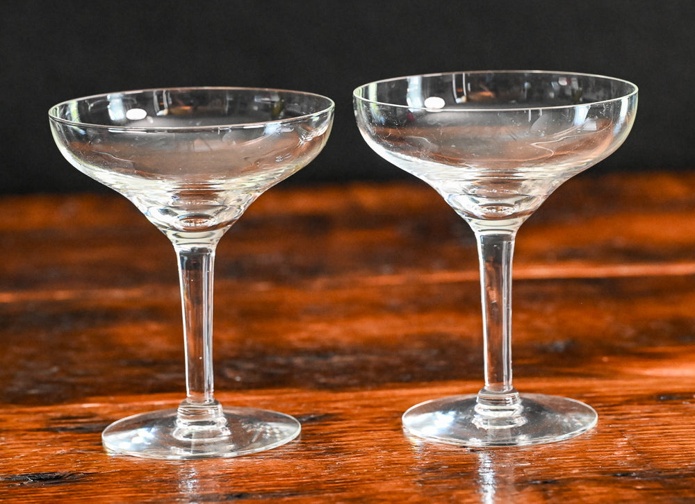 clear vintage cocktail coupes
