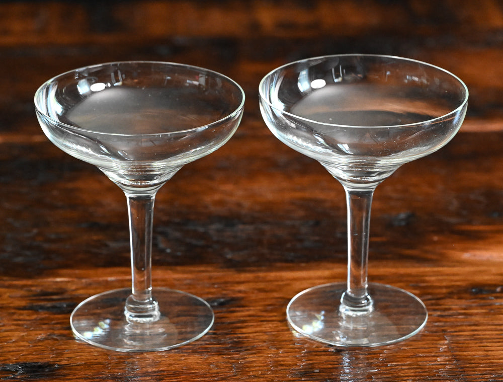 clear vintage cocktail coupes