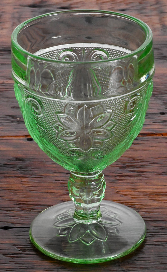 Indiana Glass green pressed glass goblet