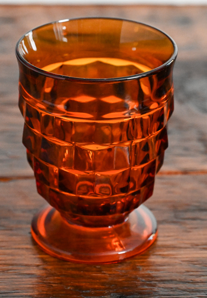 Indiana Glass dark amber cubist tumbler