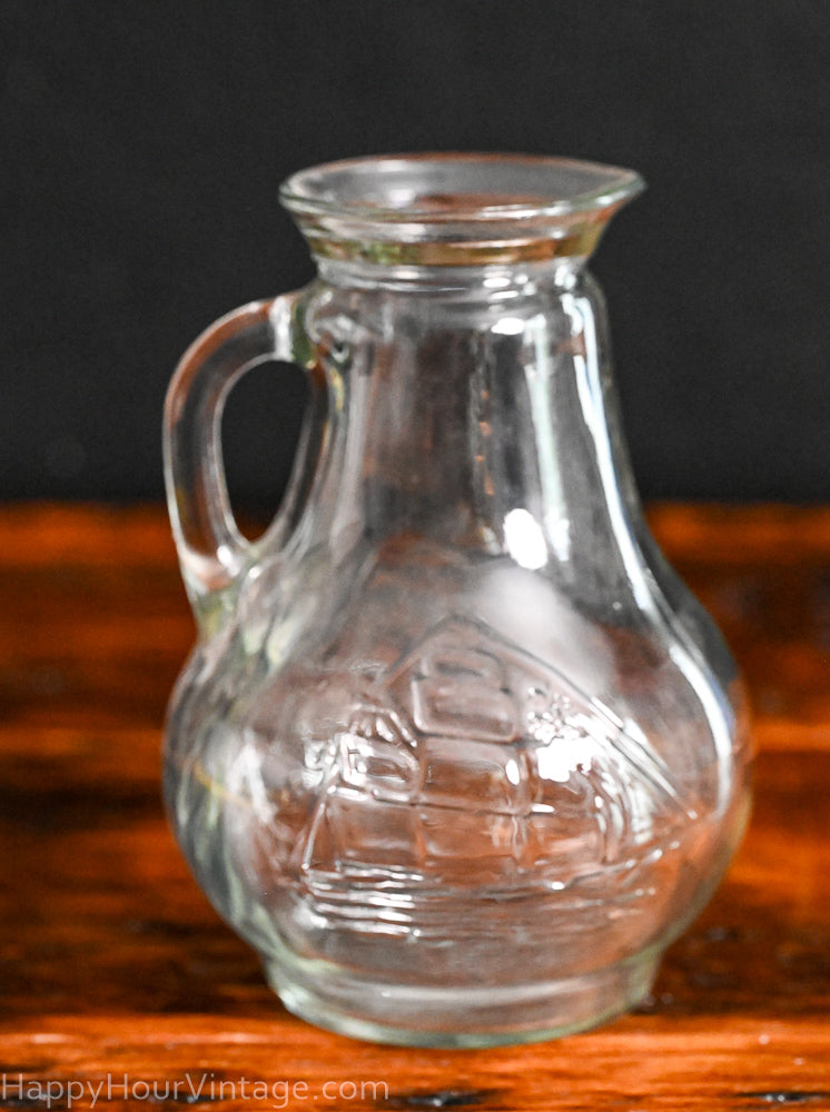 clear pitcher with clipper ship