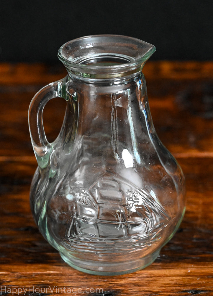clear pitcher with clipper ship