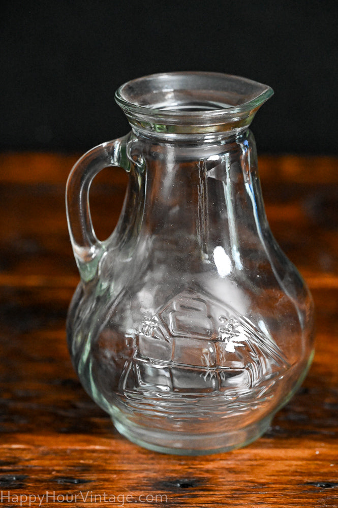 clear pitcher with clipper ship