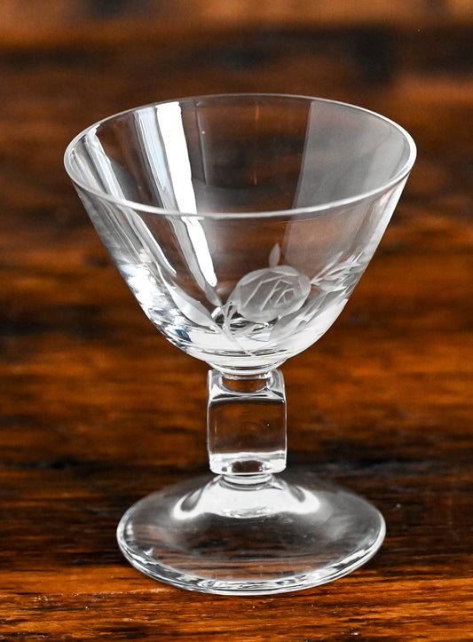 American Hostess roses etched cordial glass
