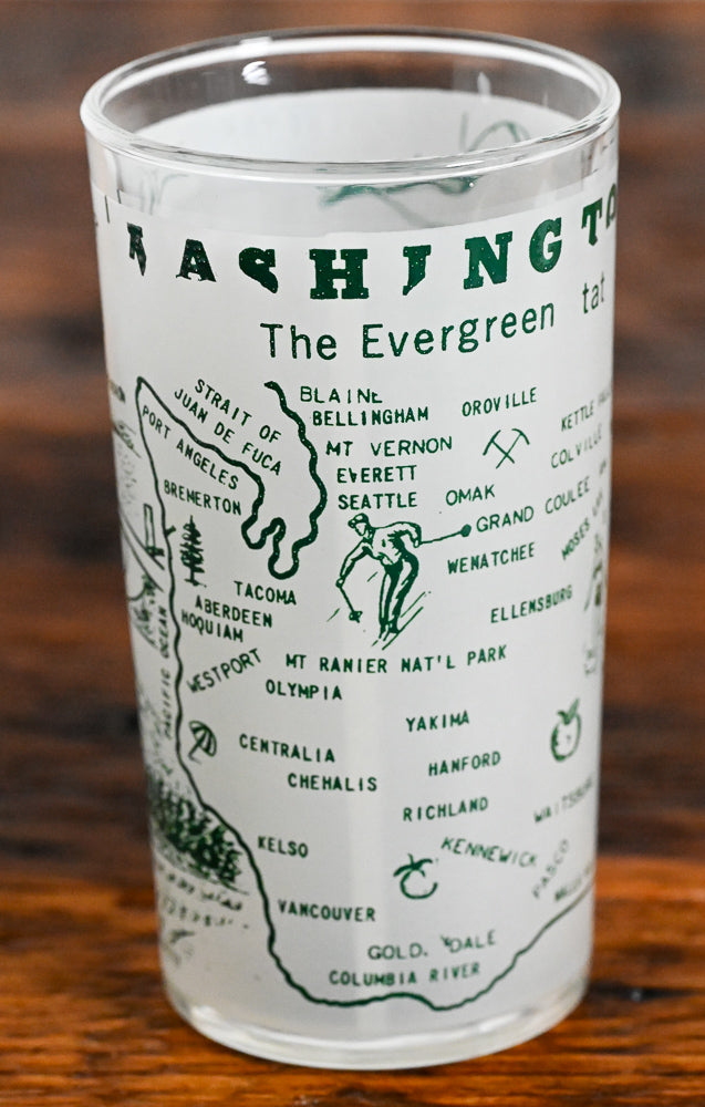 Anchor Hocking frosted white, green print tumbler glass