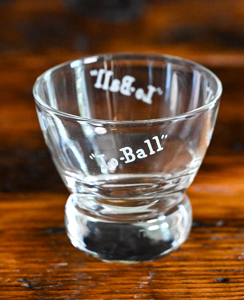 Lo-Ball in white print lowball glasses Eva Zeisel