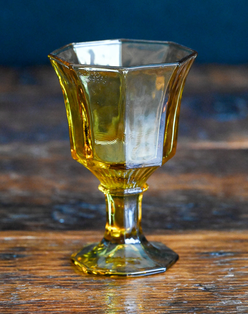 Amber glass goblets from Independence Glass