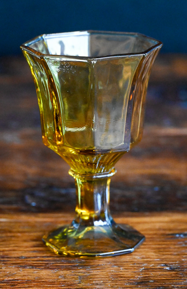 Amber glass goblets from Independence Glass