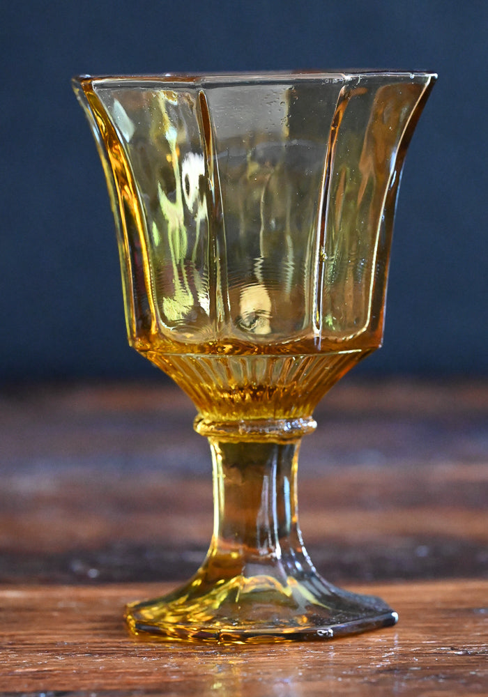 Amber glass goblets from Independence Glass