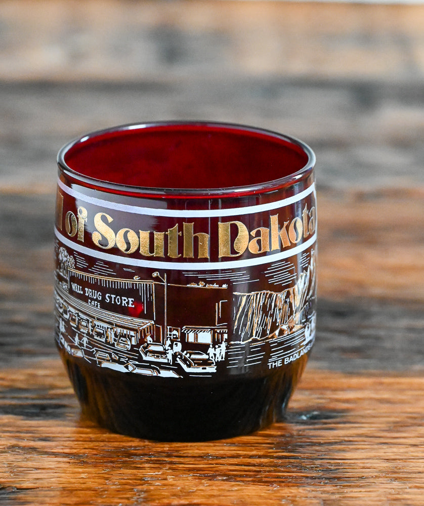 white and gold South Dakota patterned Wall of South Dakota Souvenir red glass