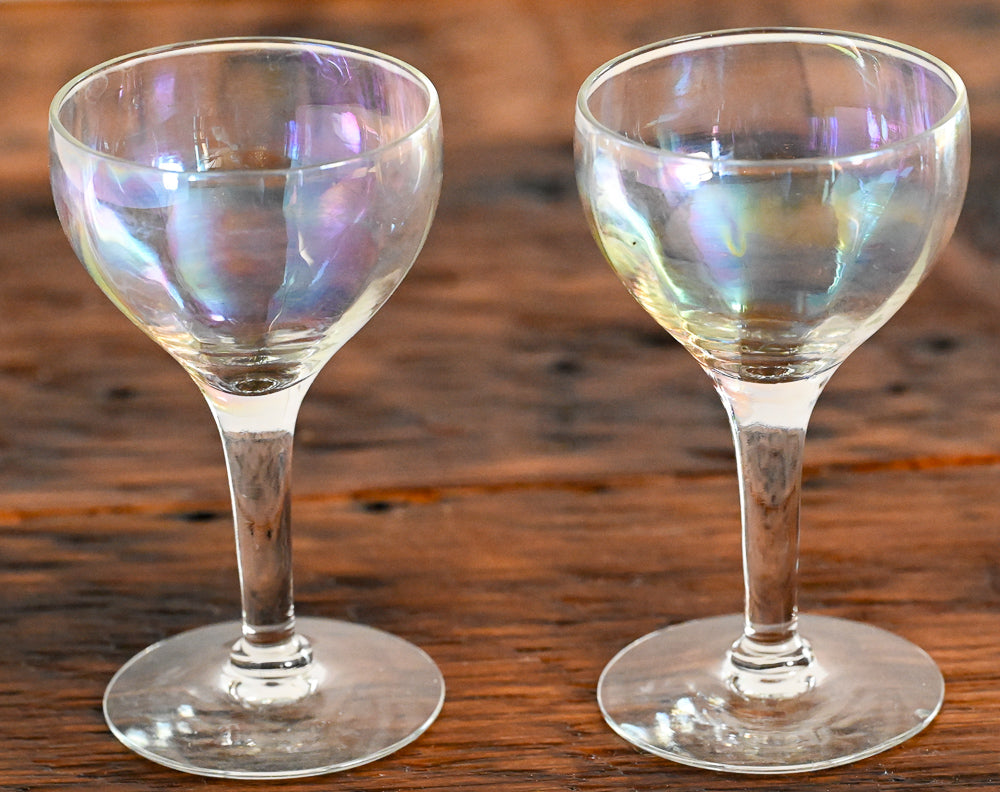 iridescent cordial glasses